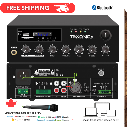 Image 1 of 10.. 60W Commercial Music Amplifier | Bluetooth, MP3 & FM Tuner
