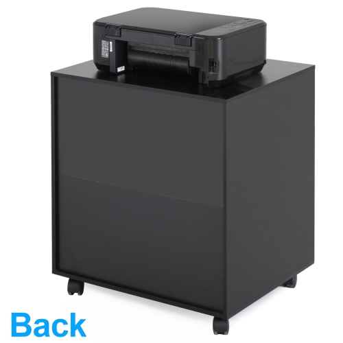 FITUEYES Printer Stand with Storage On Wheels Mobile Wood Work Cart Black PS406001WB