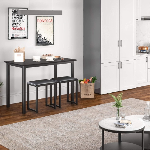 Homury Kitchen Dining Table Set with Padded Stools, Small Dining Table and Chairs Set of 3, Metal Frame Dinette Set for Small Spaces,HDT109005WR
