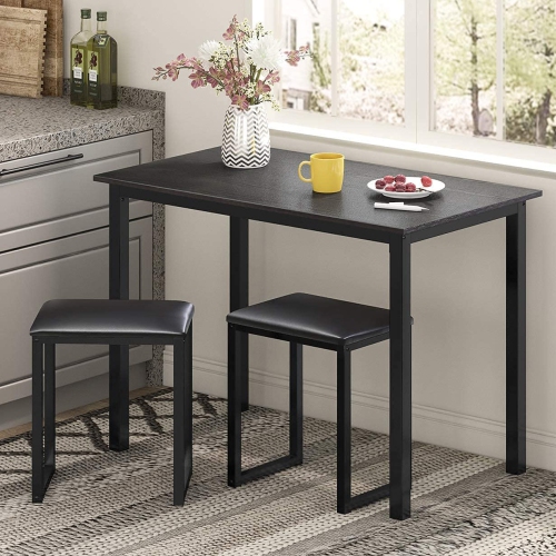 Homury Kitchen Dining Table Set with Padded Stools, Small Dining Table and Chairs Set of 3, Metal Frame Dinette Set for Small Spaces,HDT109005WR