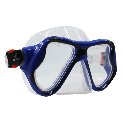 SCAUP Masque de Plongée SPECTRA Pro - Lunettes de Snorkeling avec Lentilles en Verre Trempé, pour Adultes, Bleu
