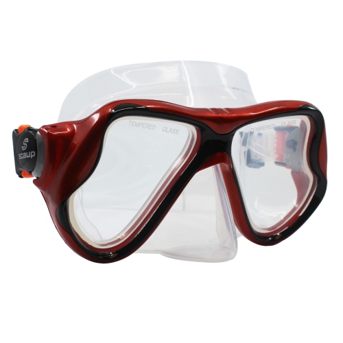 Masque de plongée SPECTRA Pro avec tuba ET lunettes de plongée libre avec verres en verre trempé pour adultes, rouge