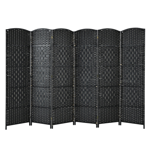 Costway 6-Panel Room Divider 6Ft Weave Fiber Folding Privacy Screen