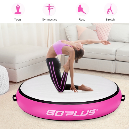 Goplus 40'' Inflatable Round Gymnastic Mat Tumbling Floor Mat W/Electric Pump