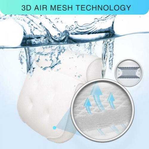 ISTAR Bath Pillow Spa Bathtub Cushion Head,Neck,Shoulder And Back Support Rest With 4 Non-Slip Strong Suction Cups