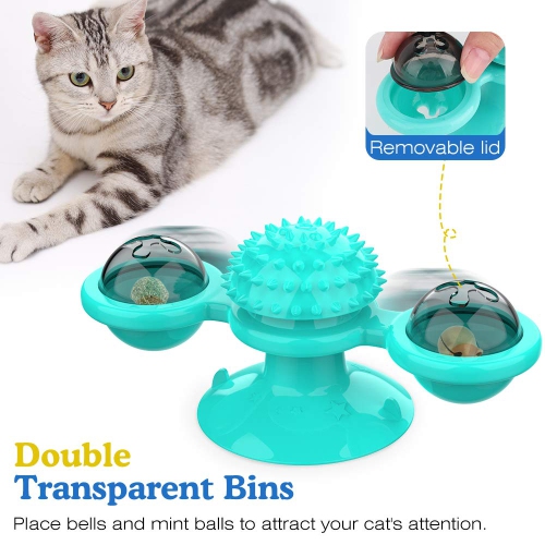 GBSYU Interactive Windmill Cat Toys with Catnip : Cat Toys for Indoor Cats  Funny Kitten Toys with LED Light Ball Suction Cup‖Cat Nip Toy for Cat chew