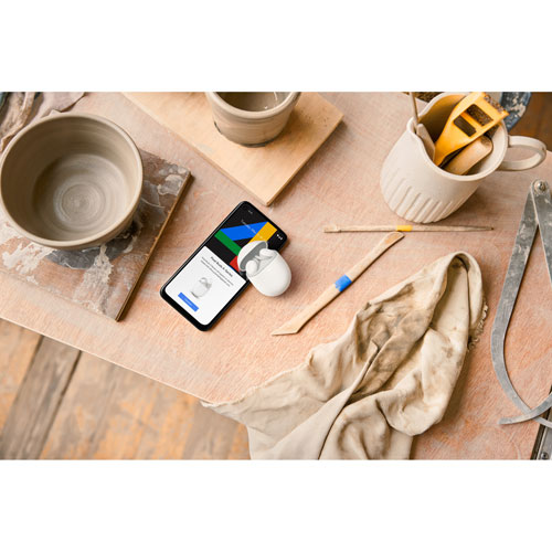 Écouteurs boutons 100 % sans fil à isolation sonore Pixel Buds A-Series de Google - Clairement blanc