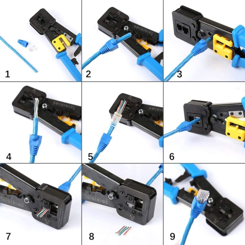 Rj45 pass clearance through crimping tool