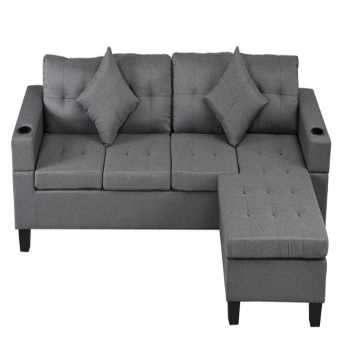 Aerys Reversible Upholstered L-Shaped Sofa Couch for Living Room, Sectional Couch