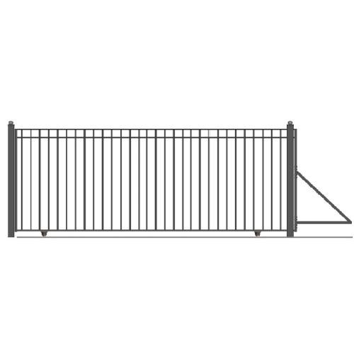 ALEKO  Dg25Madssl Madrid Style Single Slide Iron Wrought Gate Driveway Gates 25 Feet In Black