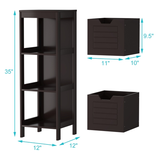 Costway Bathroom Wooden Floor Cabinet Multifunction Storage Rack Stand Organizer