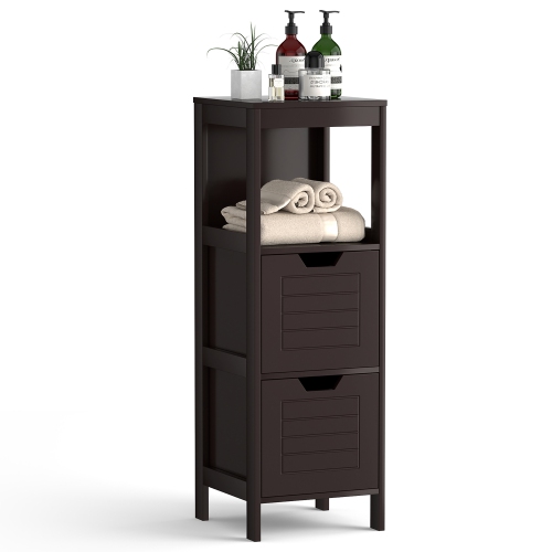 Costway Bathroom Wooden Floor Cabinet Multifunction Storage Rack Stand Organizer