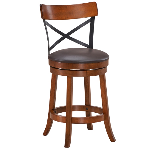 Costway Set of 4 Bar Stools Swivel 25'' Dining Bar Chairs with Rubber Wood Legs
