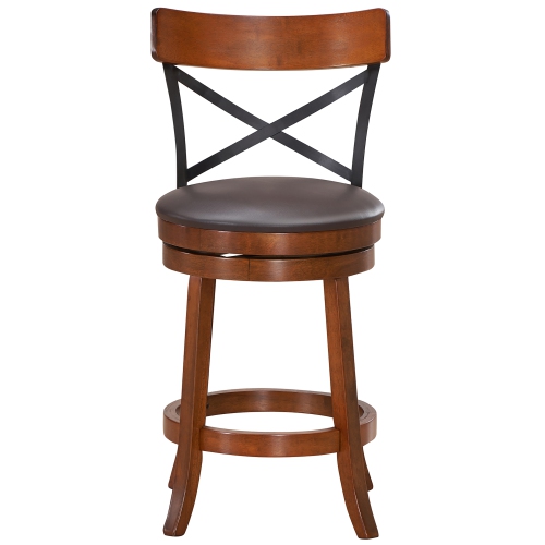Costway Set of 4 Bar Stools Swivel 25'' Dining Bar Chairs with Rubber Wood Legs