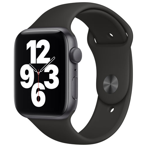 Apple Watch SE 44mm Space Grey Aluminum Case with Black Sport Band - Certified Refurbished