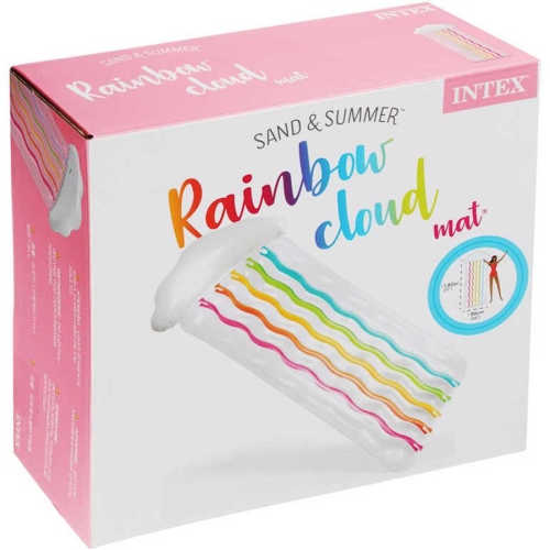 Intex - Inflatable Pool Mattress, 71 '' x 34 '', Cloud and Rainbow Pattern