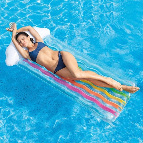Intex - Inflatable Pool Mattress, 71 '' x 34 '', Cloud and Rainbow Pattern