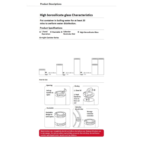 Sunwealth Contenant de verre hermétique 0,5 L