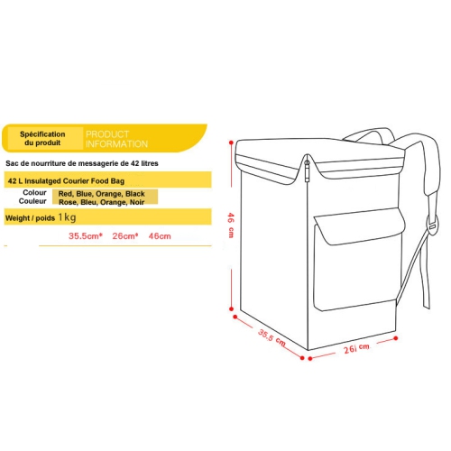 Sunwealth 42L Insulated Courier Food Bag - RED