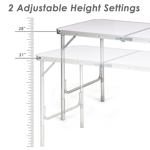 Costway Adjustable Camping Table Aluminum w/ Storage Organizer