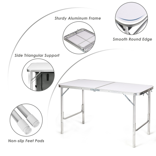 Costway Adjustable Camping Table Aluminum w/ Storage Organizer