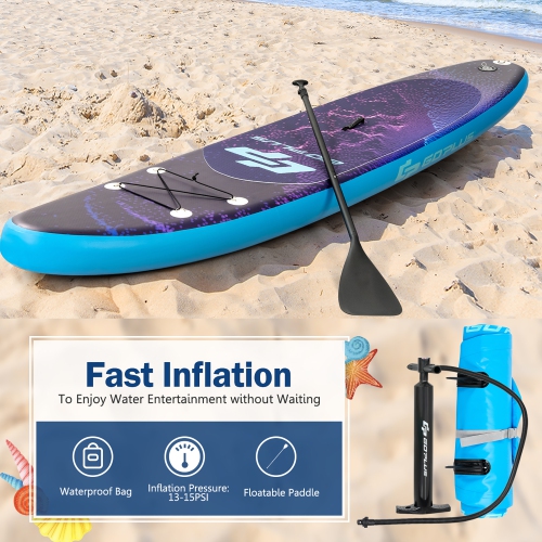 Goplus Inflatable Stand Up Paddle Board Surfboard W/Bag Aluminum Paddle Pump