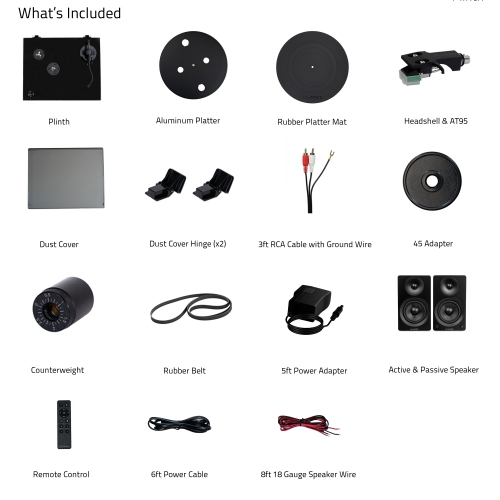 Tourne-disque haute fidélité RT81 Elite de Fluance et Ai41 haut-parleurs d'étagère stéréo amplifiés de 5 po