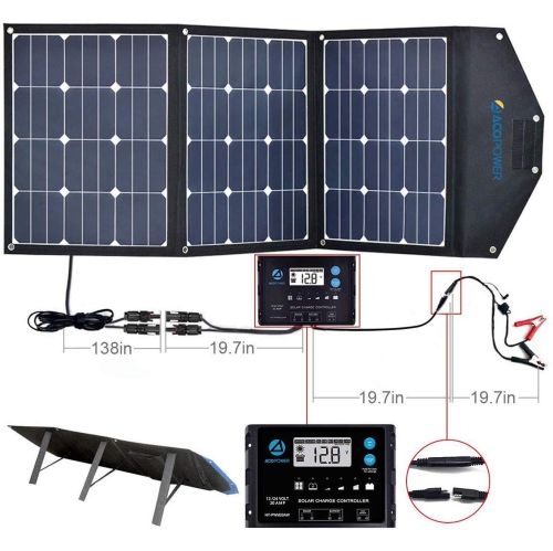 ACOPOWER LTK 120W Foldable Solar Panel Kit With Included ProteusX 20A Charge Controller