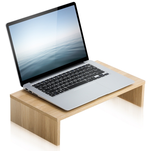 FITUEYES Monitor Stand - Computer Monitor Riser with 16.7 Inch Shelf, Wood Desktop Stand for Laptop Computer Screen, Desk Organization, Office