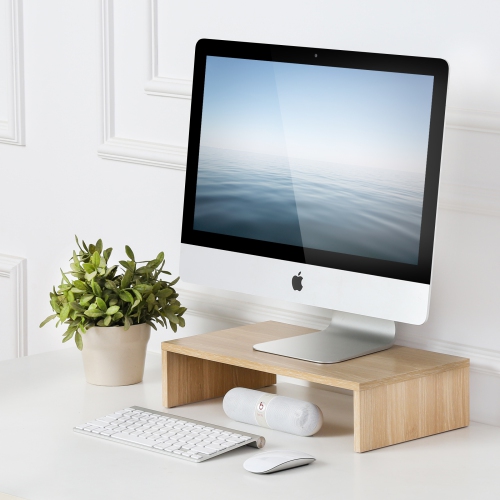 FITUEYES Monitor Stand - Computer Monitor Riser with 16.7 Inch Shelf, Wood Desktop Stand for Laptop Computer Screen, Desk Organization, Office