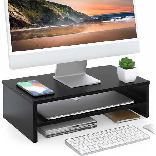 extra wide glass computer monitor riser desktop stand