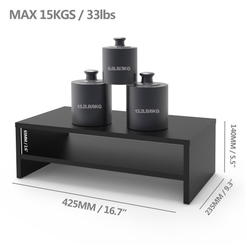 FITUEYES Wood 2 Tiers Monitor Stand Riser, 16.7 Inch Desktop Shelf Storage Organizer, Ergonomic Desk & Tabletop Organizer Desktop Stand for Laptop,