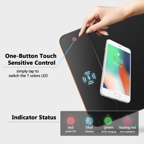 Extended RGB Gaming Mouse Pad with Wireless Charging Station