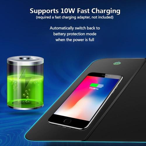 Extended RGB Gaming Mouse Pad with Wireless Charging Station