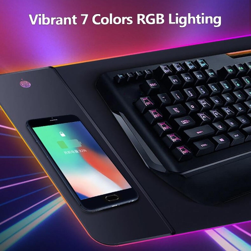 Extended RGB Gaming Mouse Pad with Wireless Charging Station