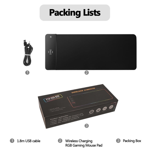 Extended RGB Gaming Mouse Pad with Wireless Charging Station