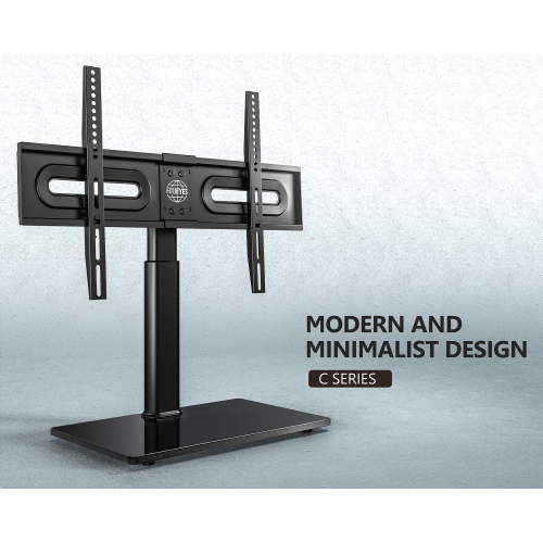 FITUEYES TV Stand Fit Most 32 - 65 inch Flat Curved Screen with 80 Degree Swivel Mount & 4 Level Height Adjustment, MAX VESA 600x400mm