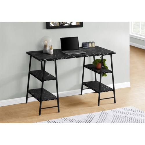 Computer Desk Home Office Laptop 48"L Work Metal Black Marble Look