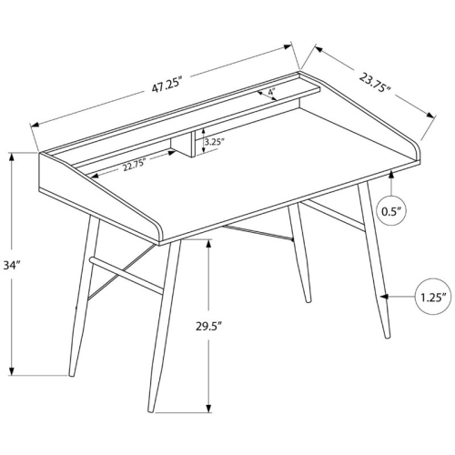 Computer Desk Home Office Laptop Storage Shelves 48"L Work Metal Natural
