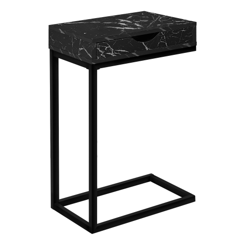 MONARCH  Accent Table - Marble / Metal With A Drawer In Black