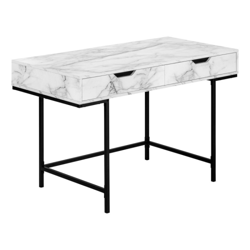Computer Desk Home Office Laptop 48"L Work Metal White Marble Look
