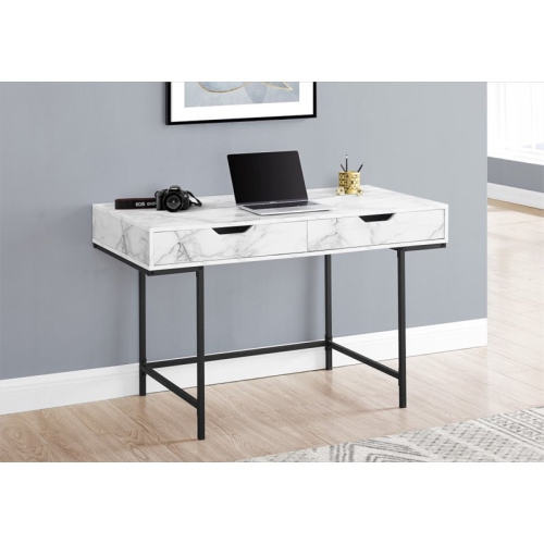 Computer Desk Home Office Laptop 48"L Work Metal White Marble Look