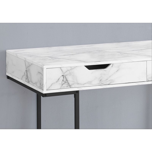 Computer Desk Home Office Laptop 48"L Work Metal White Marble Look