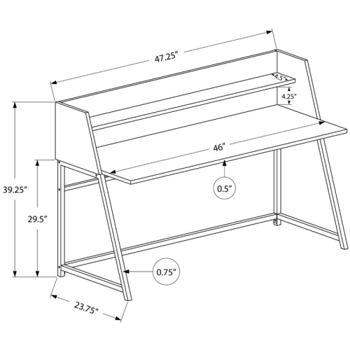 Computer Desk Home Office Laptop Storage Shelves 48"L Work Metal Natural