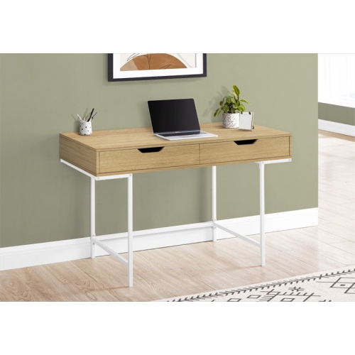 Computer Desk Home Office Laptop Storage Drawers 48"L Work Metal Natural