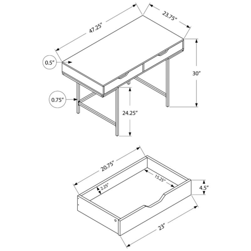 Computer Desk Home Office Laptop Storage Drawers 48"L Work Metal Natural