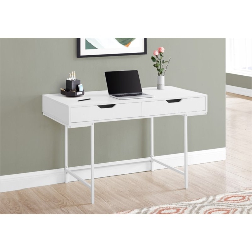 Computer Desk Home Office Laptop Storage Drawers 48"L Work Metal White