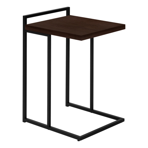 ACCENT TABLE - 25"H / ESPRESSO / BLACK METAL