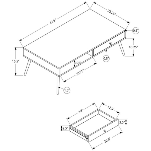 Coffee Table Accent Cocktail Storage Living Room 44"L Wood Walnut