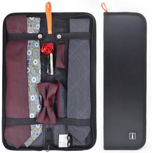 2 Pack Men’s Travel Tie Case Holder, Portable Storage Box for Cufflinks Necktie Tie Clips, Gift for Men